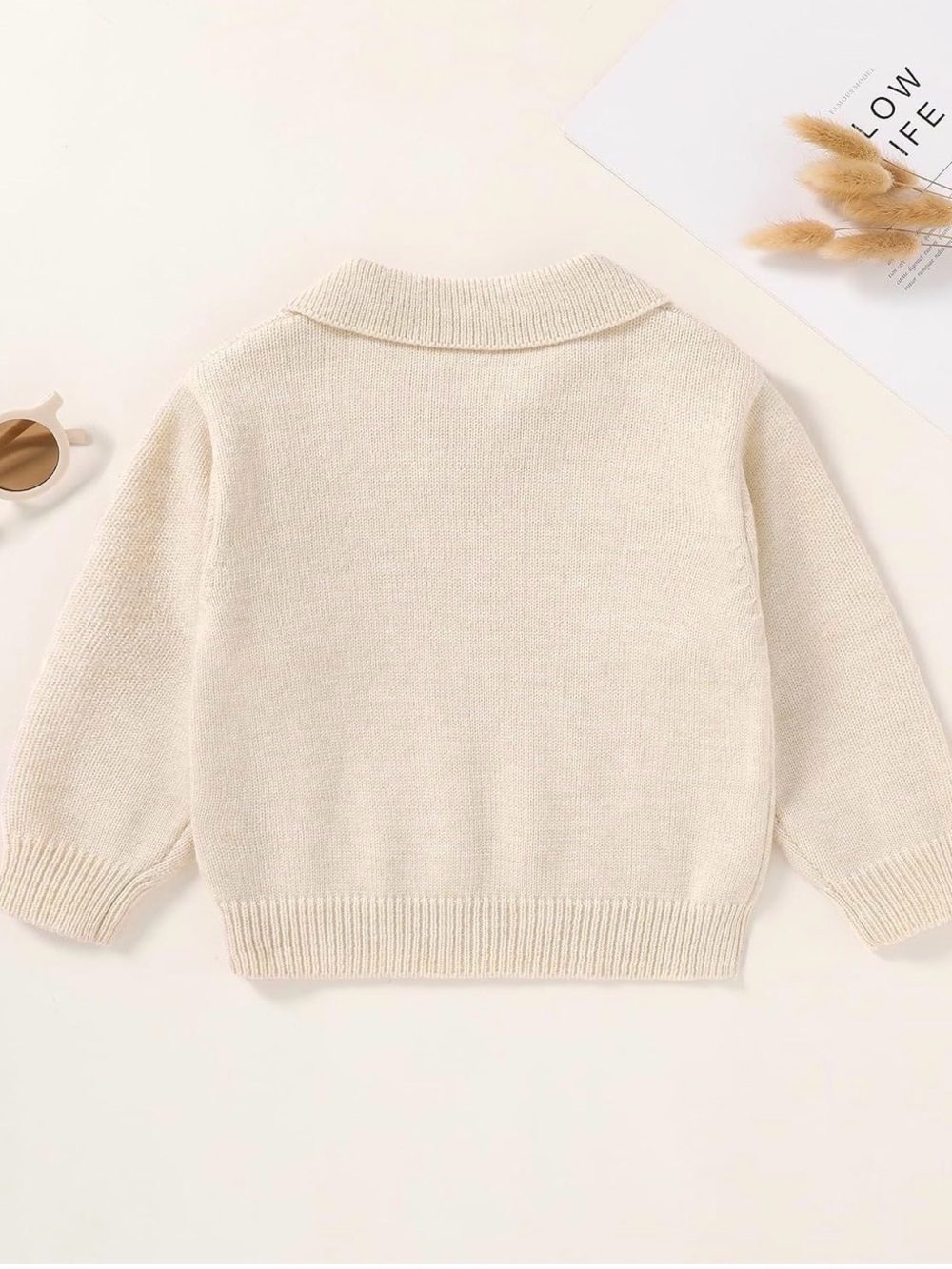 Cream Knit Polo Sweater 12-18 mos - Picture 3 of 7
